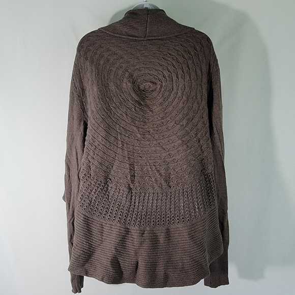 Soma Intimate Waterfall Knit Cardigan Sz L Gray Artsy Cotton Blend Cozy Lounging - Picture 12 of 12